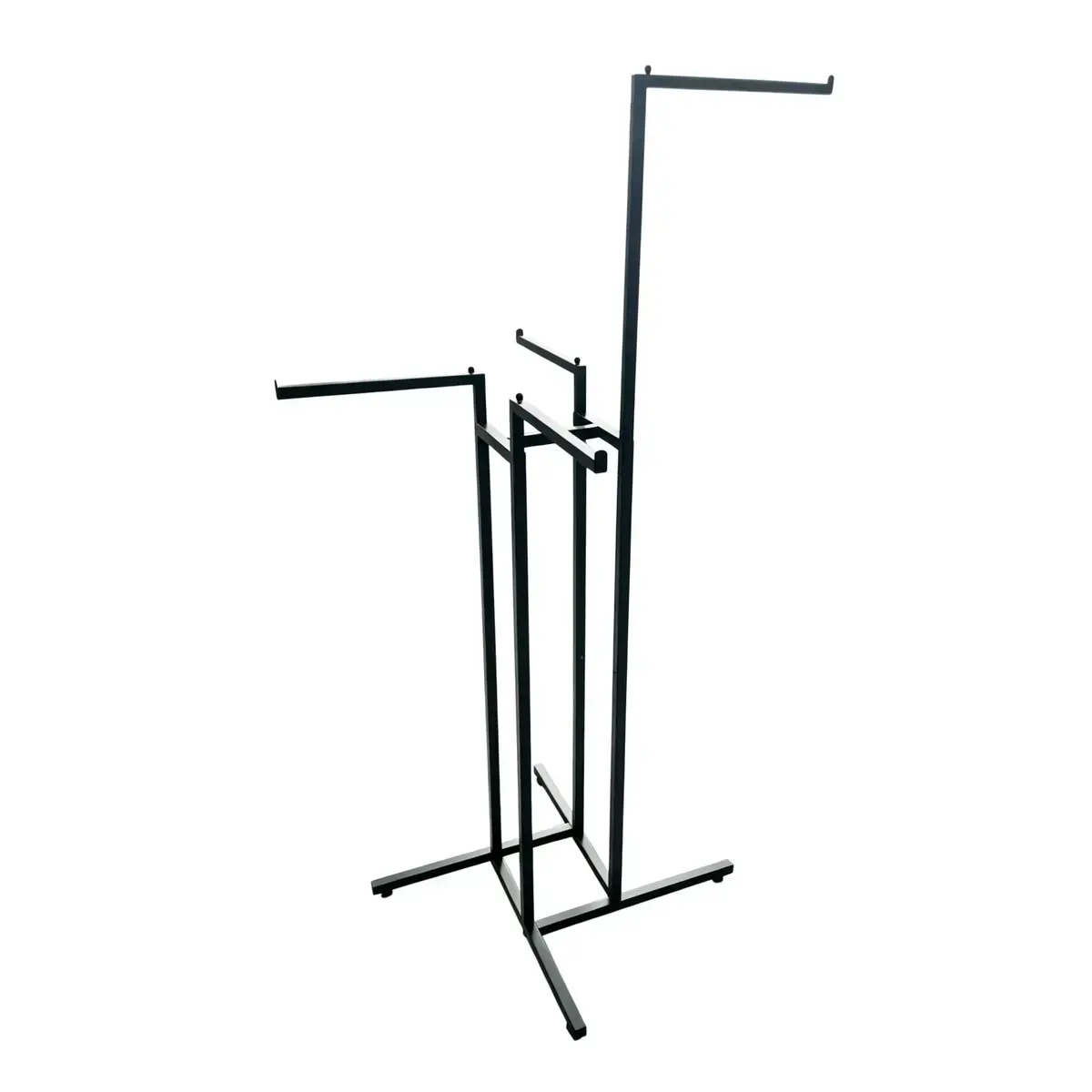 Portant multi bras 4 bras décalés H 130 à 180 cm métal - Portant vêtement multi bras - Noir sablé - Portants à vêtements multibras-2