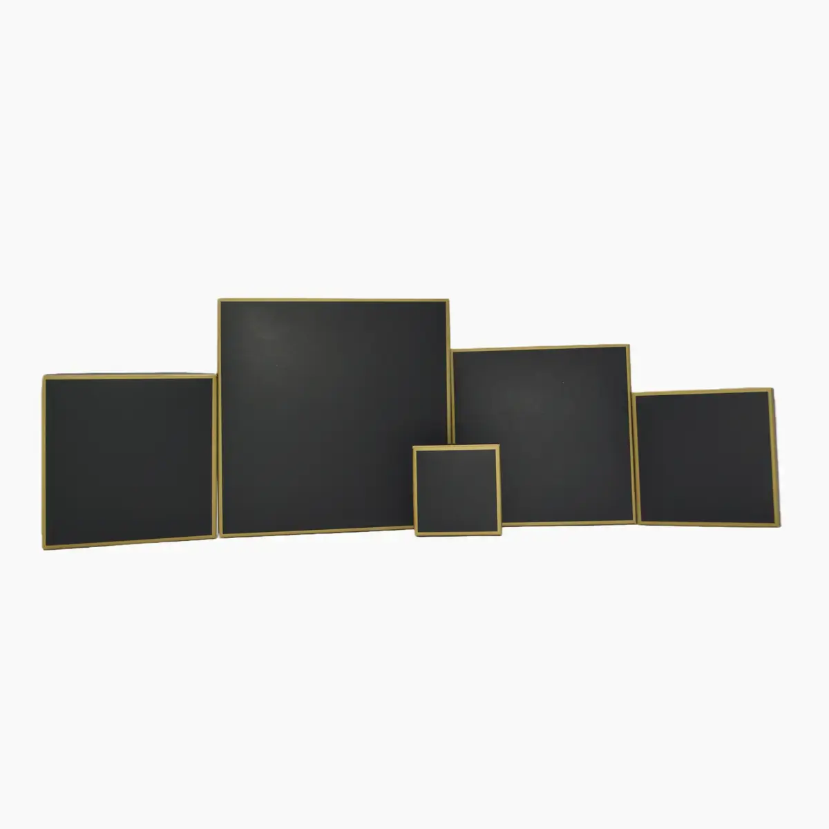 Coffret carton carré pour chocolats 3 rangées 10 x 10 x 3 cm carton 300 g/m² - Noir avec liseré doré - Paquet de 10 - Ballotins chocolats vides-3