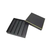 Coffret carton carré pour chocolats 5 rangées 15 x 15 x 3 cm carton 300 g/m² - Noir avec liseré doré - Paquet de 10 - Ballotins chocolats vides