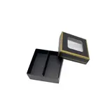 Coffret carton carré pour chocolats 2 rangées avec couvercle à fenêtre 6 x 6 x 3 cm carton 300 g/m² - Noir / Or - Lot de 10 - Ballotins chocolats vides