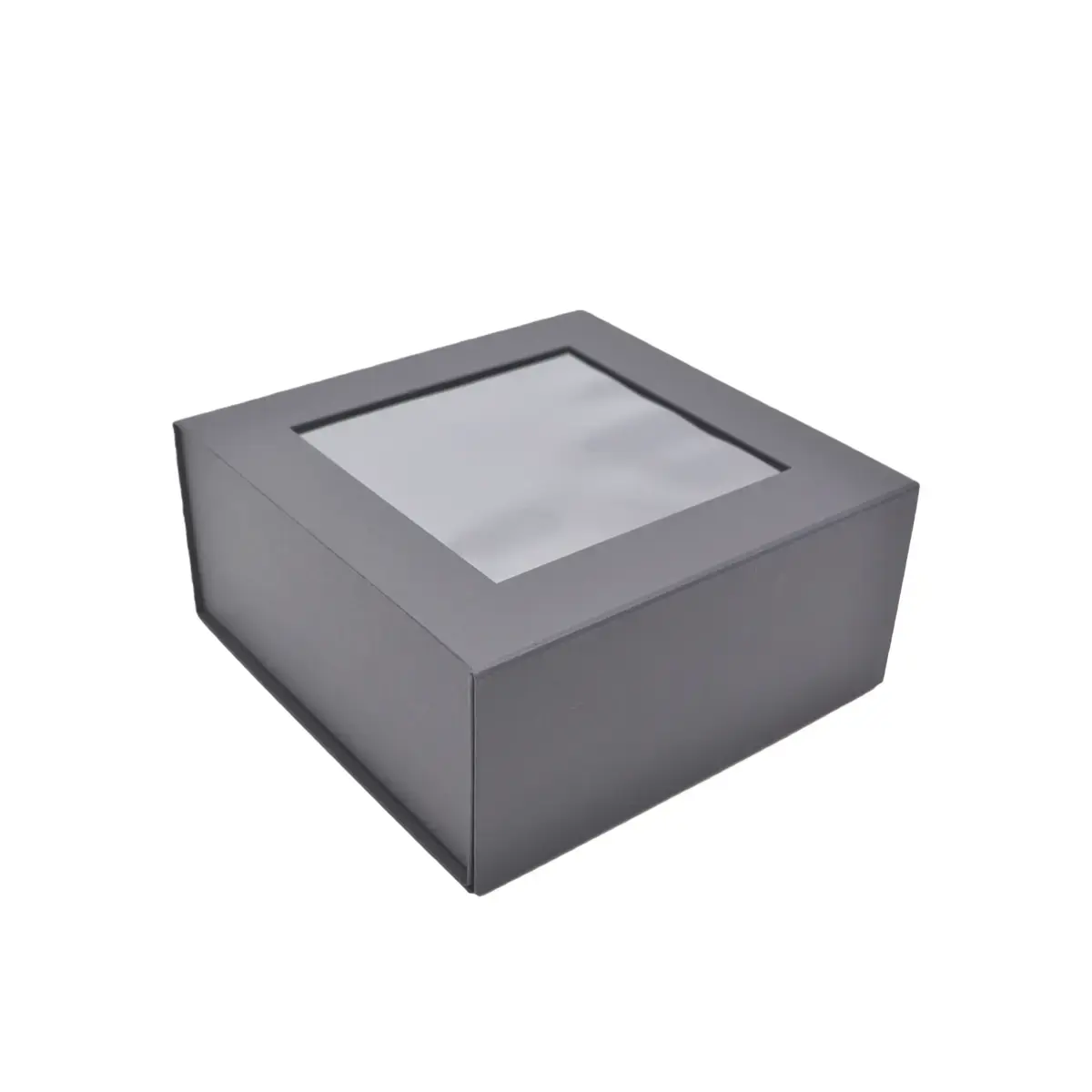 Boîte carton noire à fenêtre 22 x 22 x 10 cm - Boîte cadeau noire à fenêtre - Lot de 5 - Boites cadeaux carton pliables