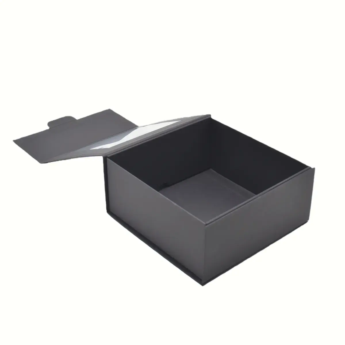 Boîte carton noire à fenêtre 22 x 22 x 10 cm - Boîte cadeau noire à fenêtre - Lot de 5 - Boites cadeaux carton pliables-2