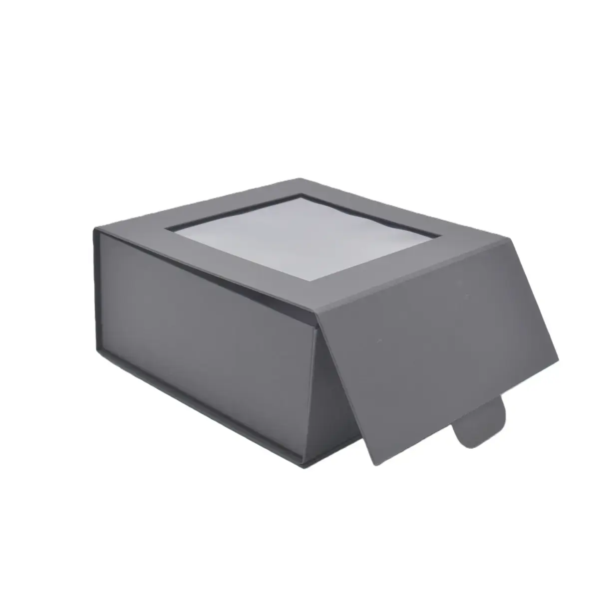 Boîte carton noire à fenêtre 22 x 22 x 10 cm - Boîte cadeau noire à fenêtre - Lot de 5 - Boites cadeaux carton pliables-3