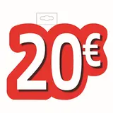 Affiche prix 20€ cartonnée Rouge / Blanc 28 x 21,5 cm - Affiche promo - Affiches Promo, Affiches prix