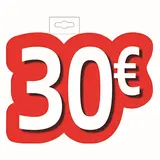 Affiche prix 30€ cartonnée Rouge / Blanc 28 x 21,5 cm - Affiche promo - Affiches Promo, Affiches prix