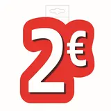 Affiche prix 2€ cartonnée Rouge / Blanc 28 x 21,5 cm - Affiche promo