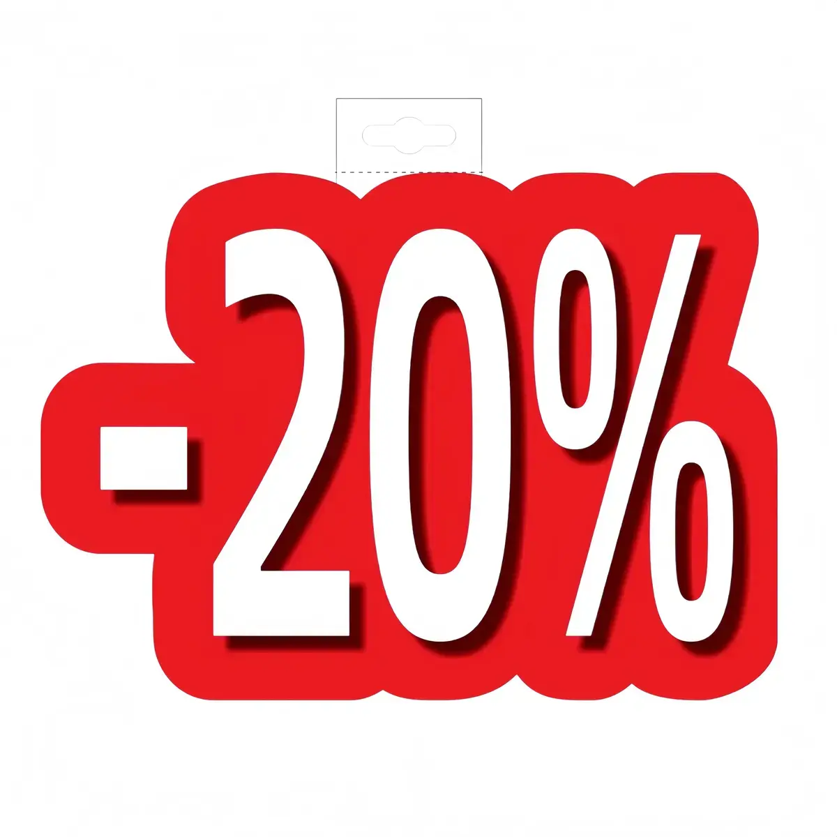 Affiche prix -20% cartonnée Rouge / Blanc 30 x 24,5 cm - Affiche promo - Affiches Promo, Affiches prix
