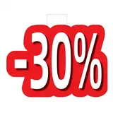 Affiche prix -30% cartonnée Rouge / Blanc 30 x 24,5 cm - Affiche promo