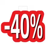 Affiche prix -40% cartonnée Rouge / Blanc 30 x 24,5 cm - Affiche promo