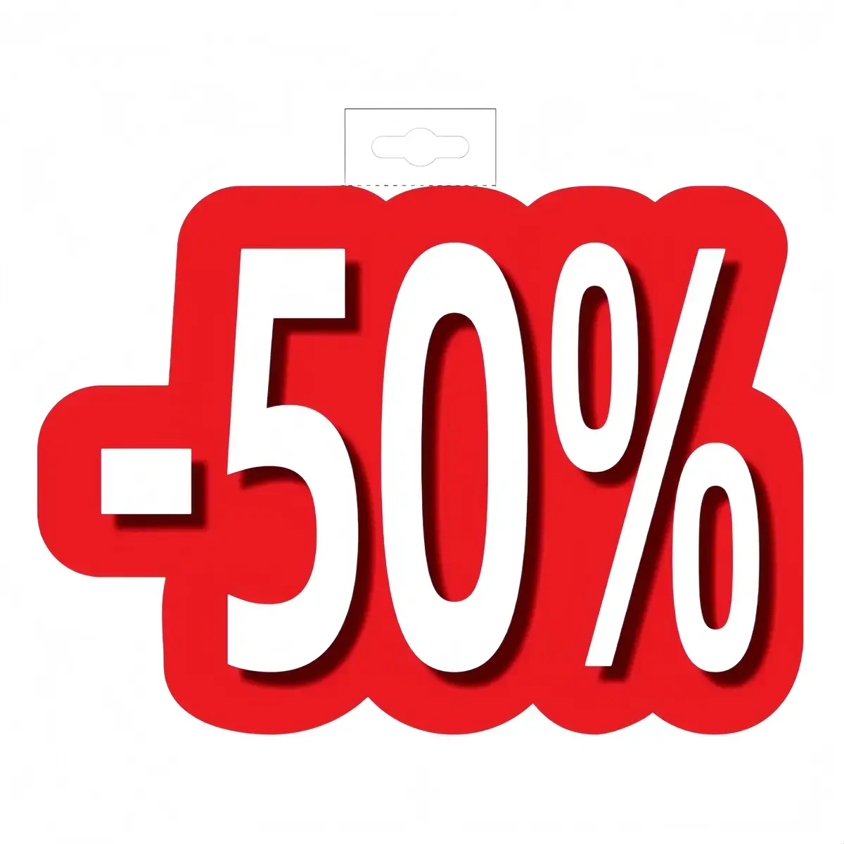 Affiche prix -50% cartonnée Rouge / Blanc 30 x 24,5 cm - Affiche promo - Affiches Promo, Affiches prix