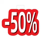 Affiche prix -50% cartonnée Rouge / Blanc 30 x 24,5 cm - Affiche promo
