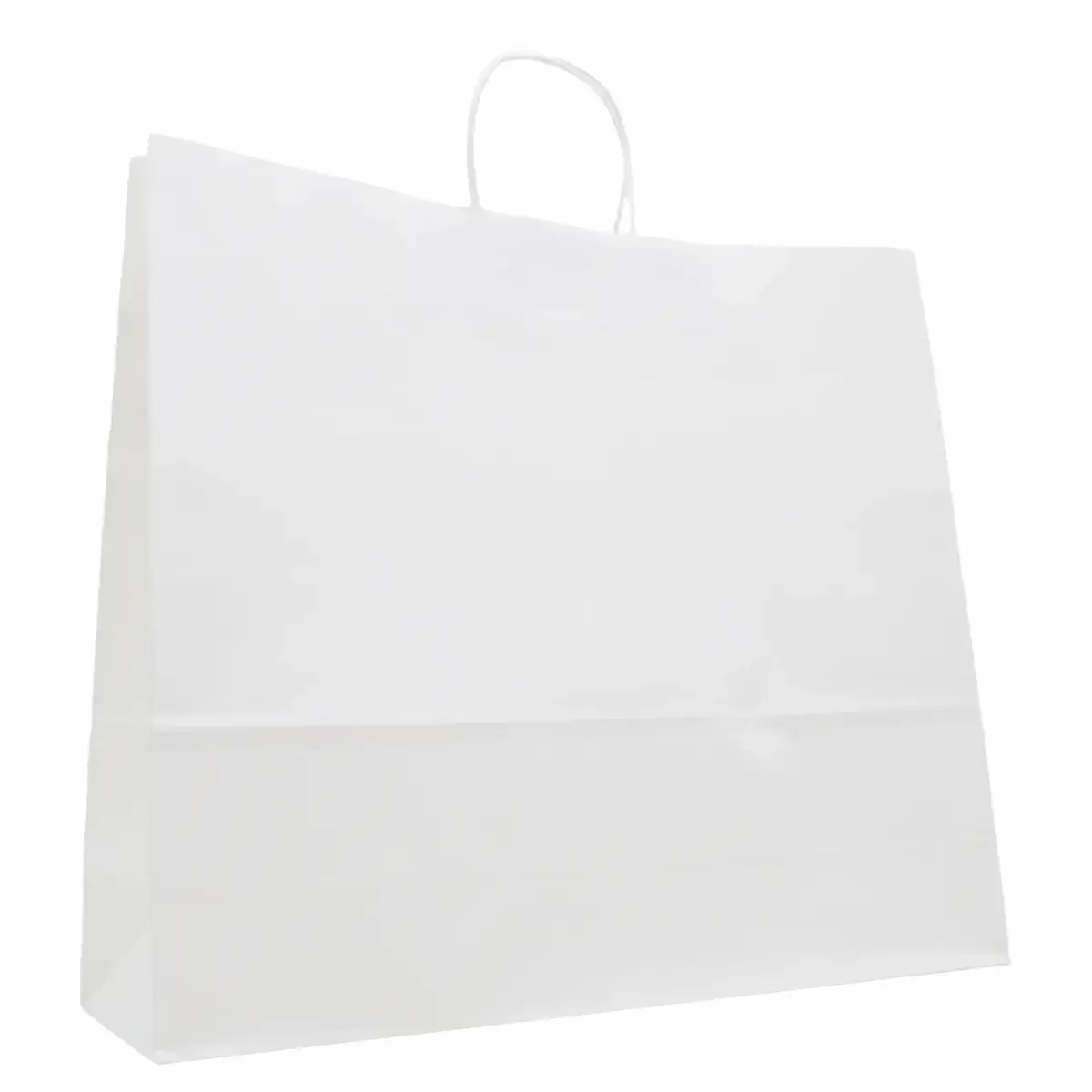 Sac kraft blanc poignées torsadées 52 x 14 x 40 cm 100g/m² - Sac papier - Paquet de 100 - Sacs kraft blanc poignées torsadées