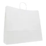 Sac kraft blanc poignées torsadées 52 x 14 x 40 cm 100g/m² - Sac papier - Paquet de 100 - Sacs kraft blanc poignées torsadées