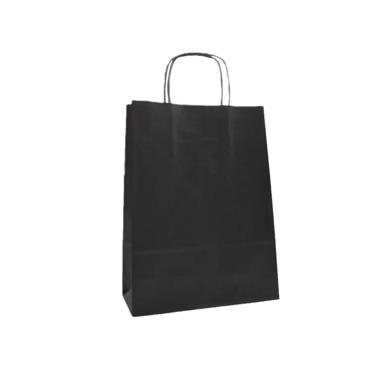 Sac kraft noir poignées torsadées 24 + 12 x 31 cm intérieur blanc – Paquet de 100 - Sacs kraft couleur poignées torsadées