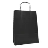 Sac kraft noir poignées torsadées 35 + 14 x 45 cm intérieur blanc – Paquet de 100