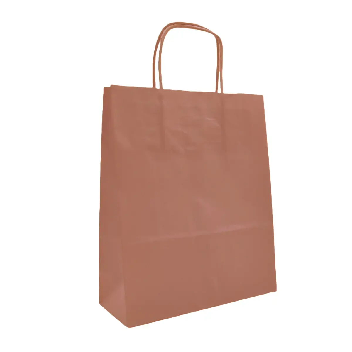 Sac kraft terre de sienne poignées torsadées intérieur blanc 35 + 14 x 45 cm – Paquet de 100 - Sacs kraft couleur poignées torsadées