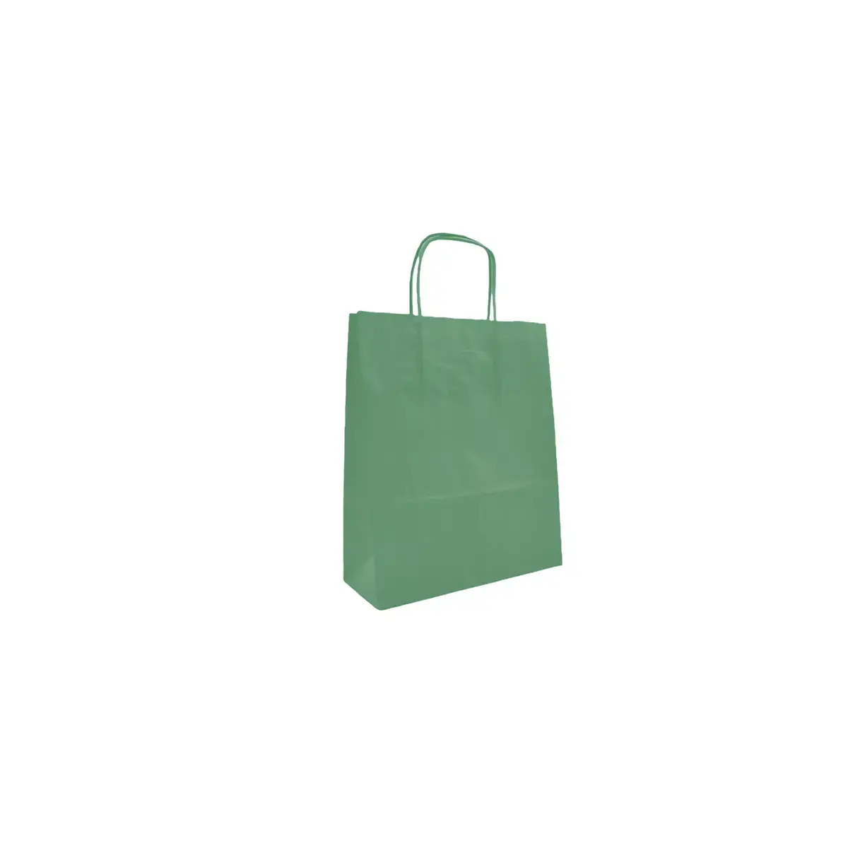 Sac kraft vert tilleul à poignées torsadées L.19 x P.8 x H.24 cm – paquet de 100 - Sacs kraft couleur poignées torsadées