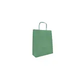 Sac kraft vert tilleul à poignées torsadées L.19 x P.8 x H.24 cm – paquet de 100 - Sacs kraft couleur poignées torsadées