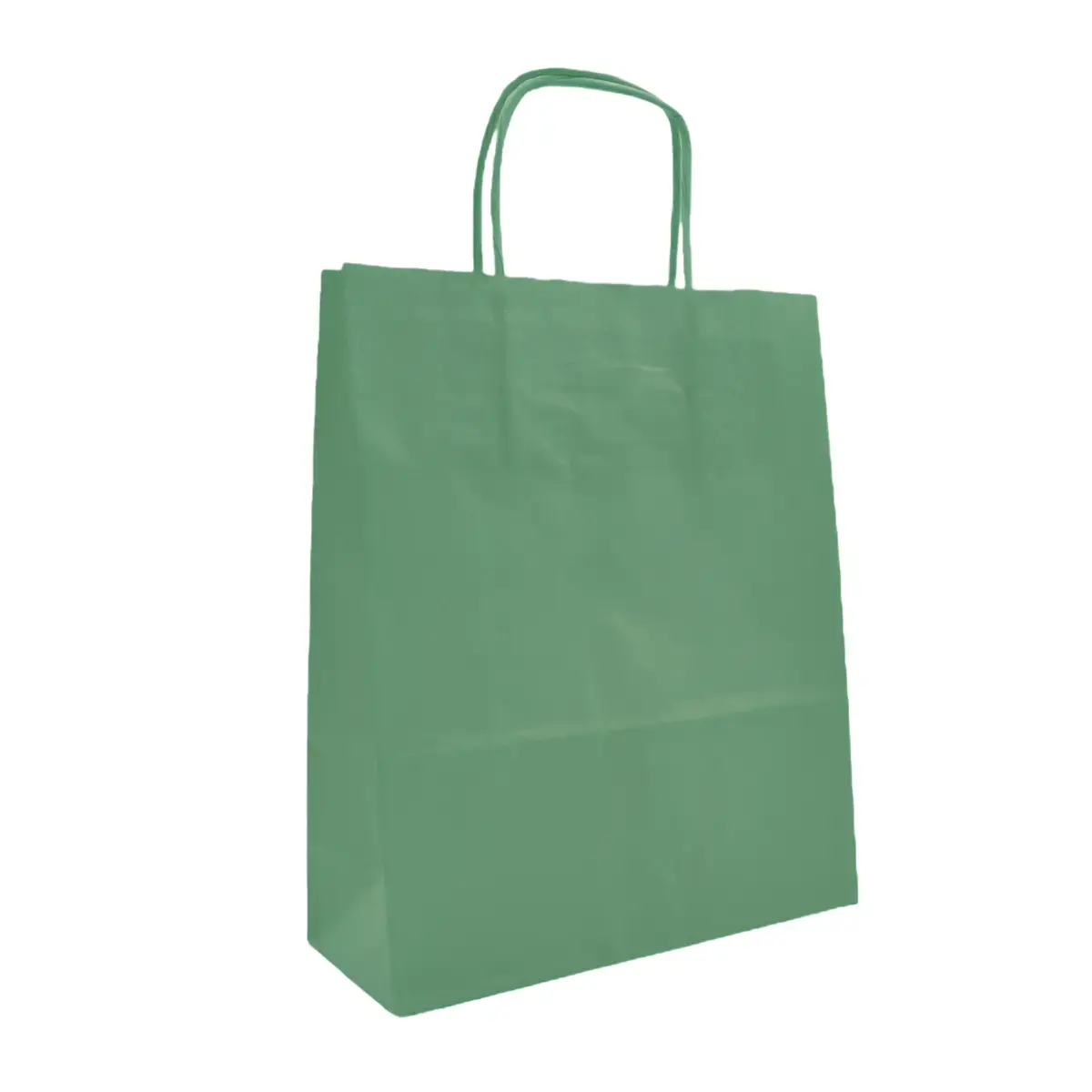 Sac kraft Vert tilleul poignées torsadées assorties 35 x 14 x 45 cm 100 g/m² – Sac papier - Paquet de 100 - Sacs kraft couleur poignées torsadées