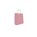 Sac kraft rose poudré poignées torsadées assorties 19 x 8 x 24 cm 100 g/m² – Petit sac papier rose boutique – Paquet de 100 - Sacs kraft couleur poignées torsadées