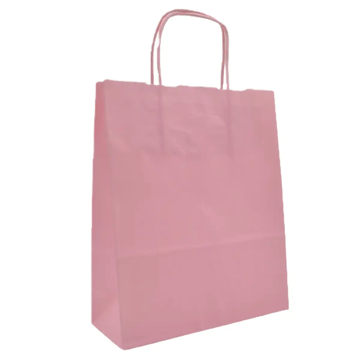 Sac kraft Rose poudré poignées torsadées assorties 35 x 14 x 45 cm 100 g/m² – Sac papier - Paquet de 100 - Sacs kraft couleur poignées torsadées