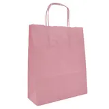 Sac kraft Rose poudré poignées torsadées assorties 35 x 14 x 45 cm 100 g/m² – Sac papier - Paquet de 100 - Octobre rose