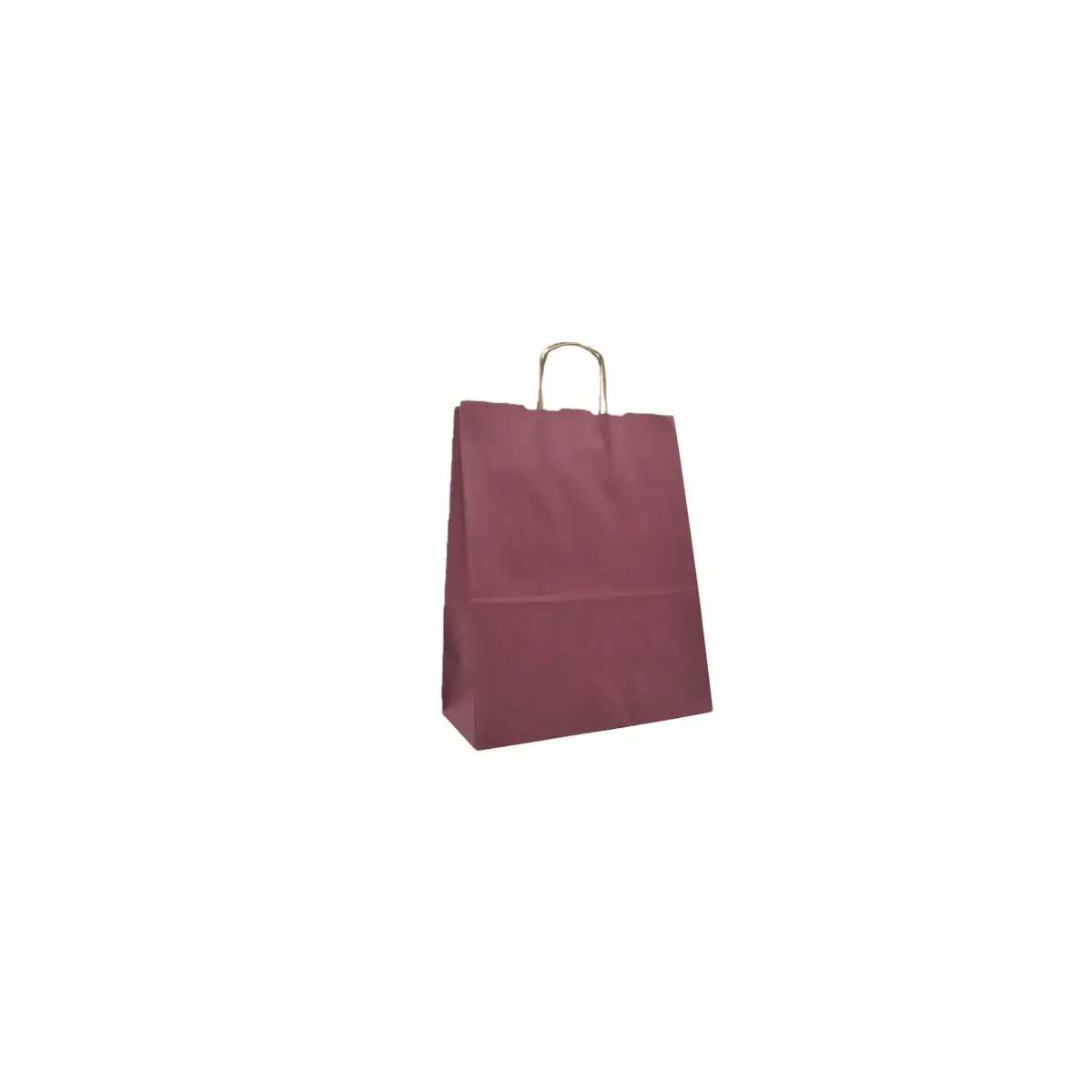 Sac kraft aubergine poignées torsadées intérieur brun 19 + 8 x 24 cm – Paquet de 100 - Sacs kraft couleur poignées torsadées