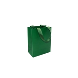 Sac papier vert gaufré poignées ruban 11,5x7x15,5cm 250g/m², paquet de 20 - Emballage Boutique
