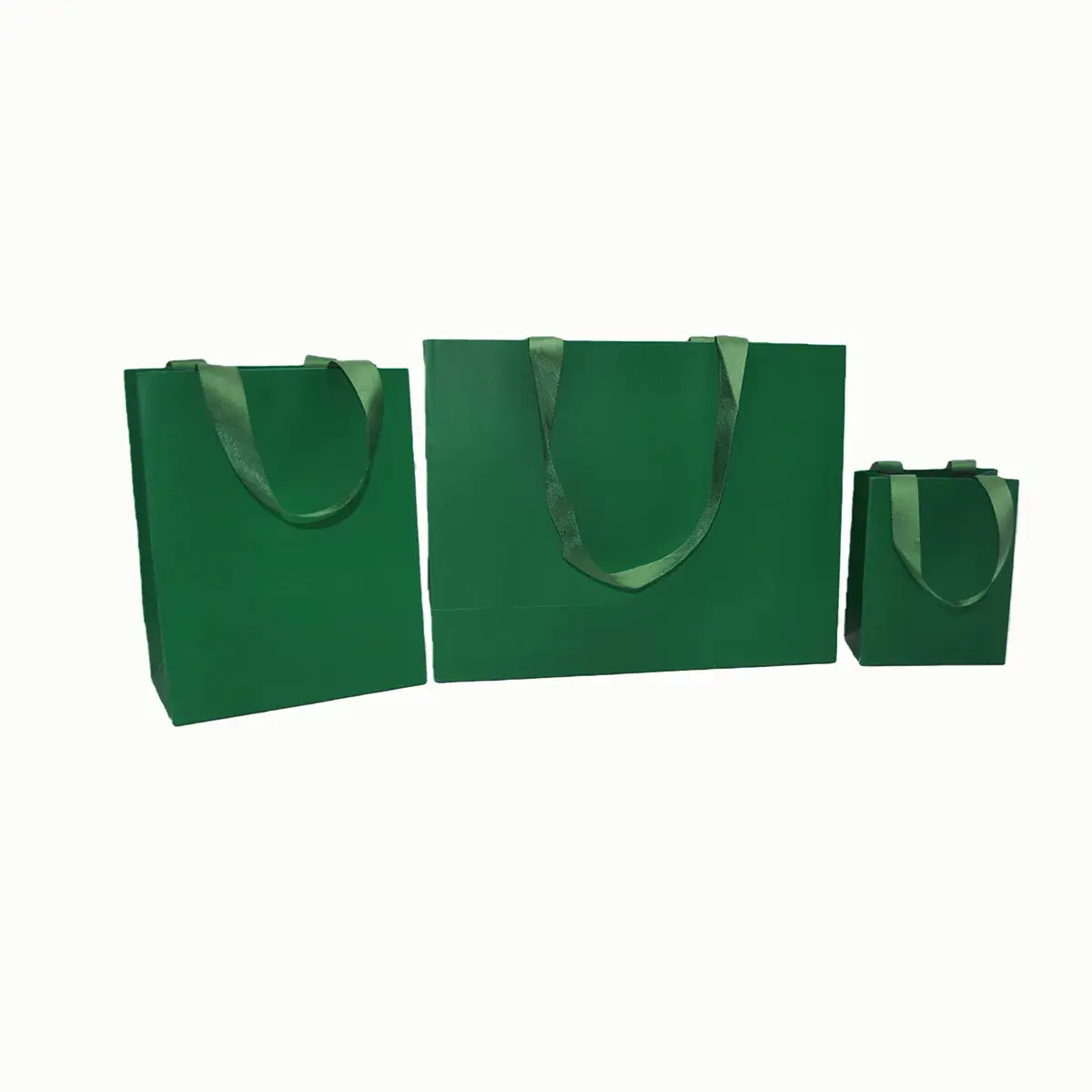 Sac papier vert gaufré poignées ruban 11,5x7x15,5cm 250g/m², paquet de 20 - Sacs pelliculés unis, poignées ruban-2
