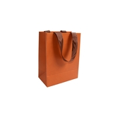 Sac papier pelliculé mat Marron avec poignées ruban 12 x 7 x 15 cm - Paquet de 20 - Emballage Boutique