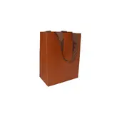 Sac papier pelliculé mat Marron avec poignées ruban 12 x 7 x 15 cm - Paquet de 20 - Sacs pelliculés unis, poignées ruban