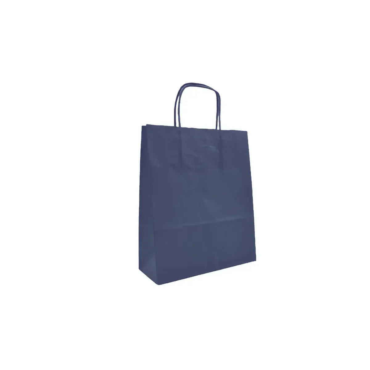 Sac kraft blue navy poignées torsadées assorties 19 x 8 x 24 cm 100 g/m² – Sac papier - Paquet de 100 - Sacs kraft couleur poignées torsadées