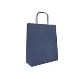 Sac kraft blue navy poignées torsadées assorties 24 x 12 x 31 cm 100 g/m² – Sac papier - Paquet de 100 - Sacs kraft couleur poignées torsadées