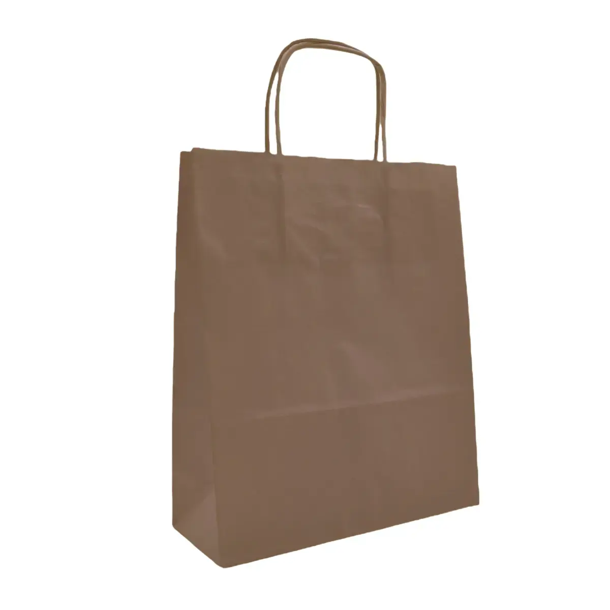 Sac kraft marron chocolat poignées torsadées 35 + 14 x 45 cm intérieur blanc – Paquet de 100 - Sacs kraft couleur poignées torsadées