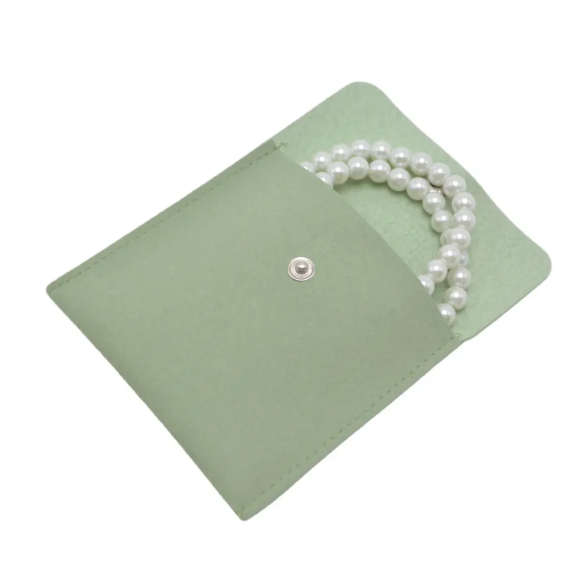 Pochette bijoux suédine avec pression 10 x 10 cm – Sachet Bijoux - Vert - Paquet de 20 - Pochettes bijoux, Support bijoux-2