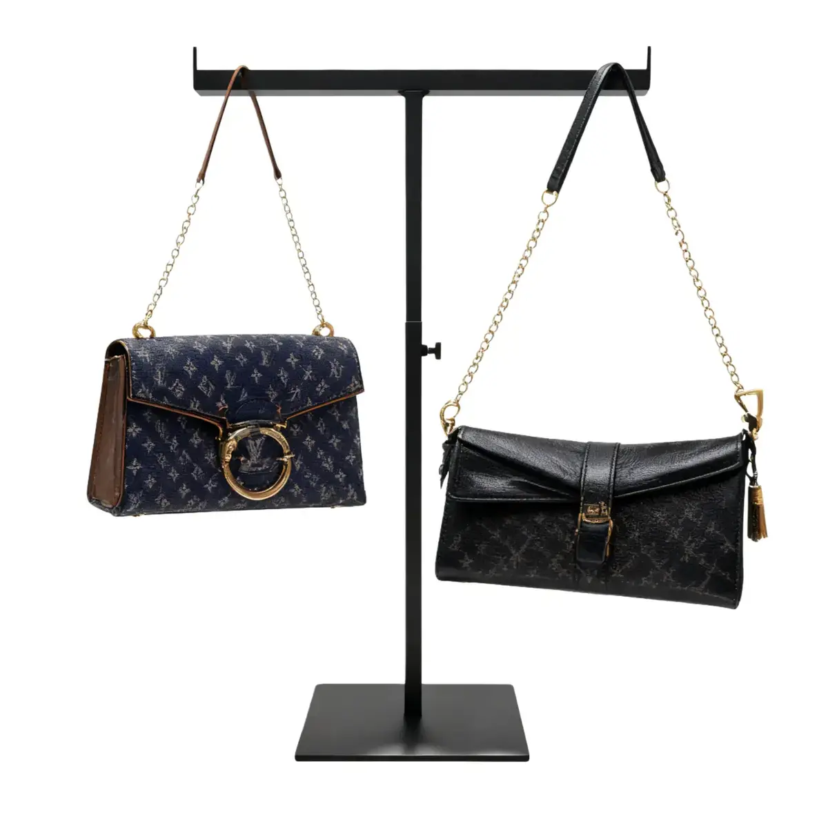 Présentoir réglable porte sac en T H 35 à 63 cm métal noir - Présentoir sac à main - Présentoirs sacs et portefeuilles-3