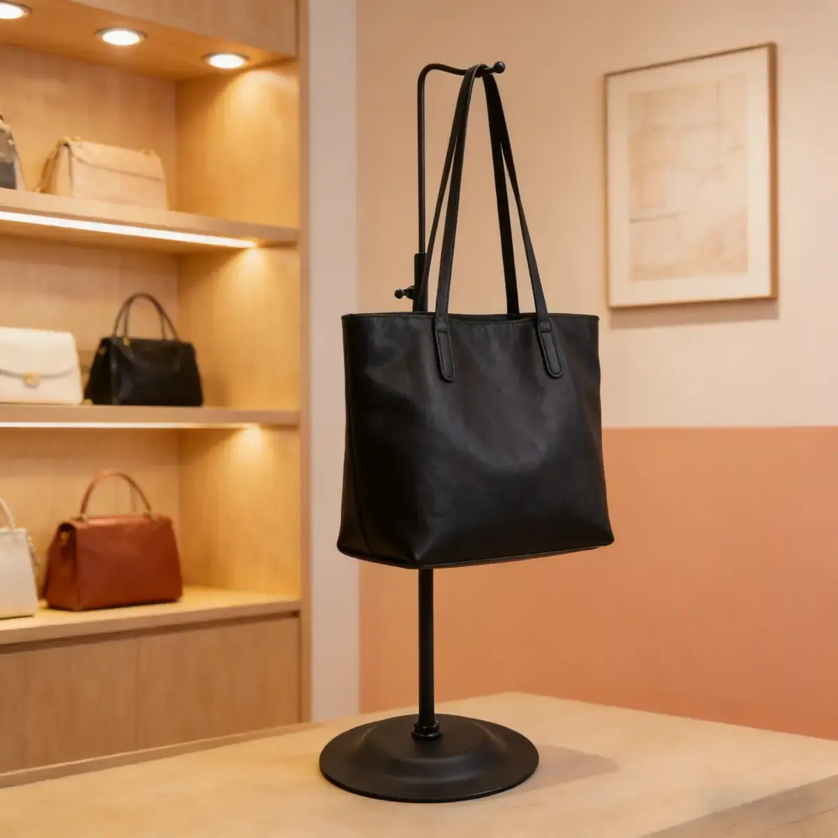 Présentoir réglable porte sac 1 bras H 40 à 74 cm métal noir - Présentoir sac à main - Présentoirs sacs et portefeuilles-2