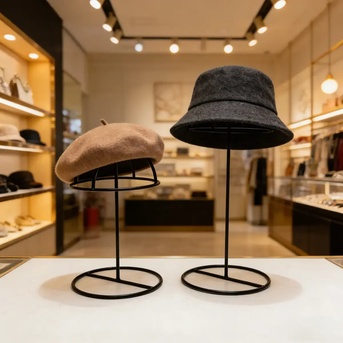 Présentoir chapeau en métal noir Ø 15 x H 26 cm - Présentoirs divers-3