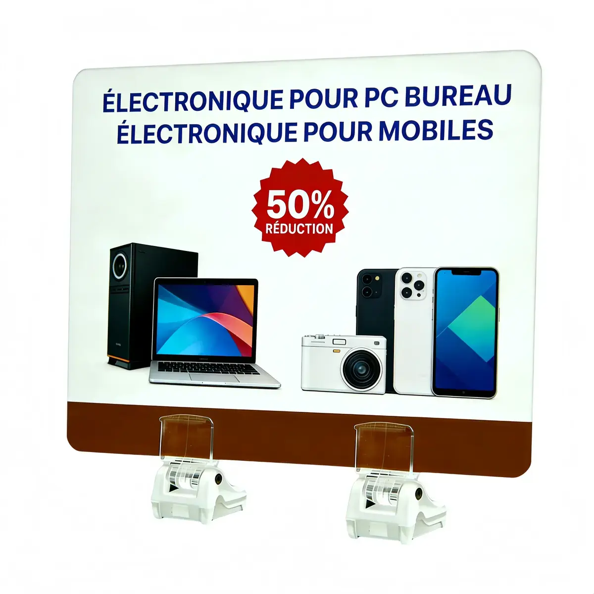 Support fronton magnétique 50 x 40 x 65 mm – Porte-cadre à base aimantée - Base aimantée porte panneau - La paire - Éléments de suspension-5