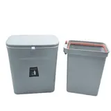 Poubelle murale à couvercle double fonction 9 L – Poubelle de comptoir - poubelle à suspendre - Gris - Poubelles professionnelles