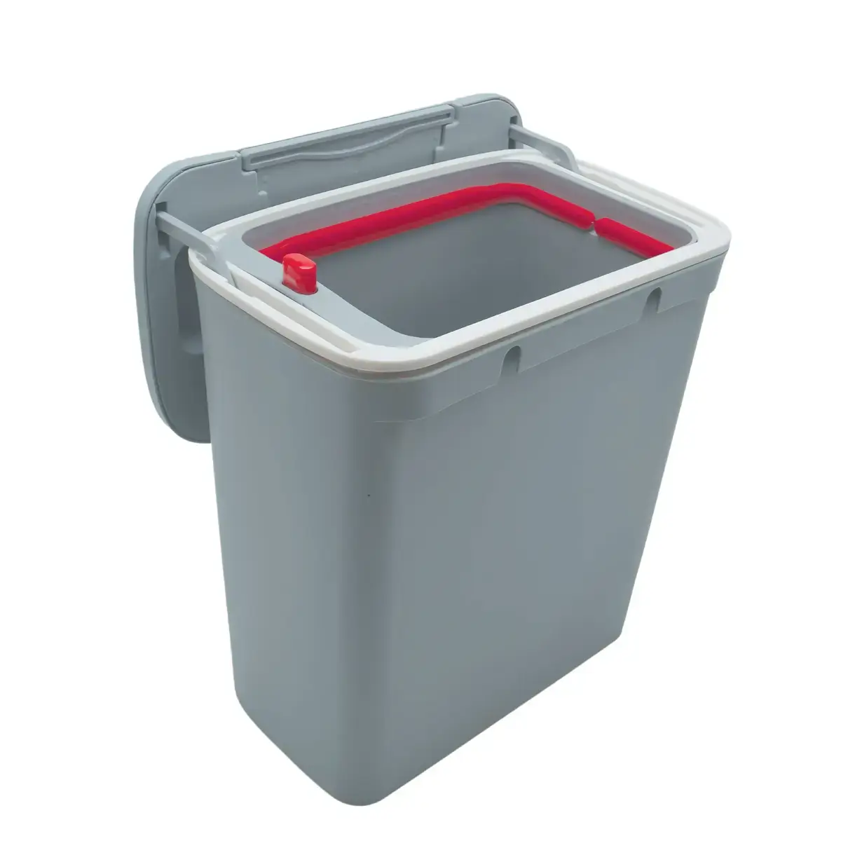 Poubelle murale à couvercle double fonction 9 L – Poubelle de comptoir - poubelle à suspendre - Gris - Poubelles professionnelles-2