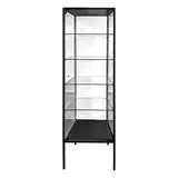 Vitrine colonne métal noir 4 tablettes verre 40 x 40 x 181 cm – Vitrine d’exposition - Vitrine exposition magasin - Mobilier Magasin