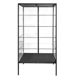 Vitrine d'exposition métal noir 4 tablettes verre 80 x 40 x 181 cm – Meuble vitrine - Meuble vitrine exposition magasin