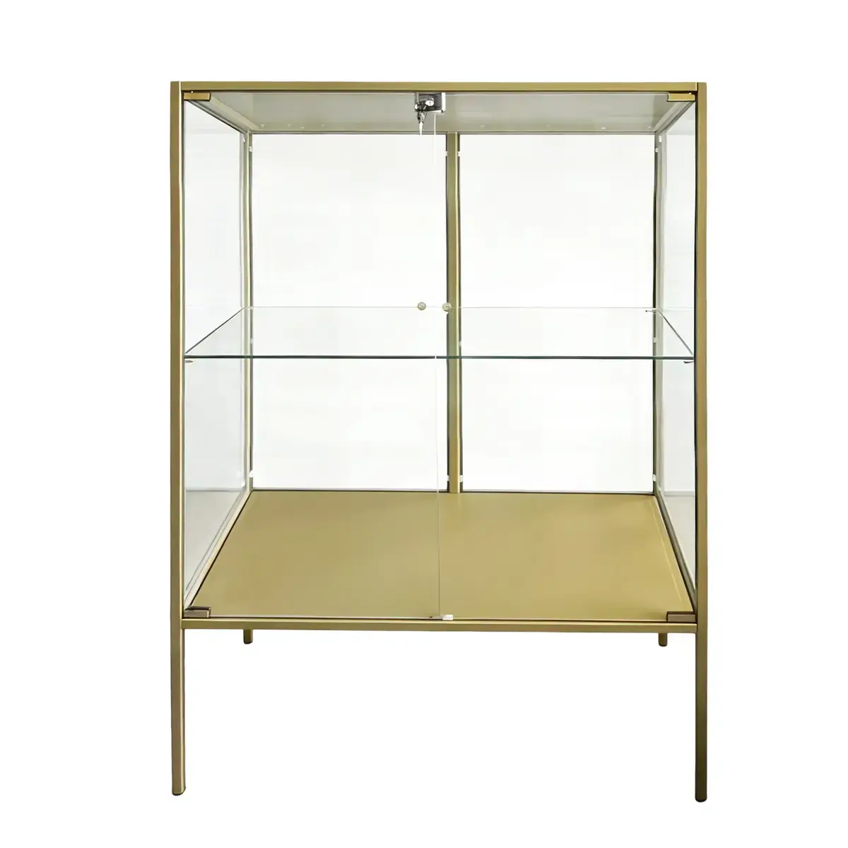 Vitrine d'exposition métal doré 1 tablette verre 80 x 40 x 105 cm – Meuble vitrine - Meuble vitrine exposition magasin - Vitrine Verre & Métal
