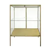 Vitrine d'exposition métal doré 1 tablette verre 80 x 40 x 105 cm – Meuble vitrine - Meuble vitrine exposition magasin