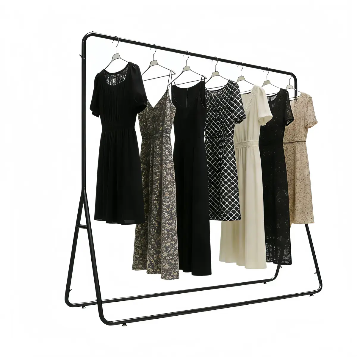 Portant minimaliste droit fixe noir L.150 x P.40 x H.160 cm - Portants à vêtements droits-2