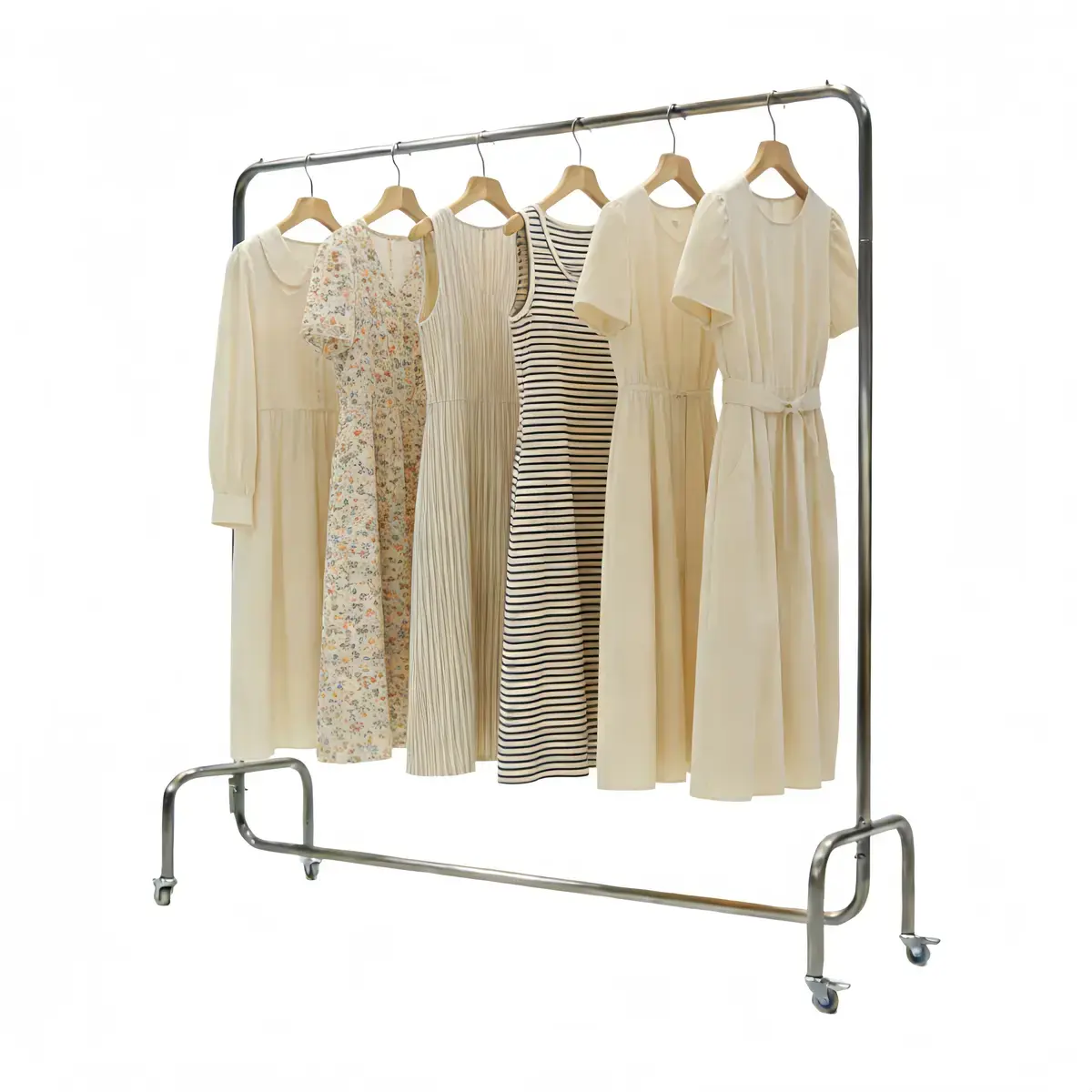 Portant droit inox avec roulettes L.150 x P.40 x H.160 cm - Portants à vêtements droits-2