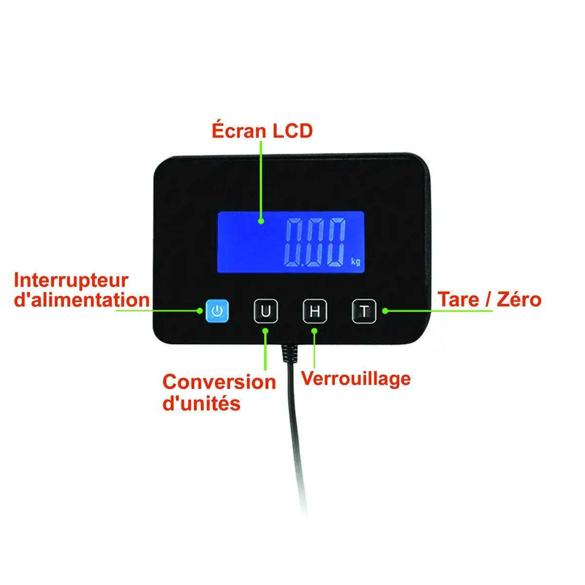 Balance postale numérique noire – Pèse-colis 200 kg plateau 27,7 x 27,7 cm - Pèses colis et pèses lettres-4
