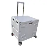 Bac pliant 48 L avec roulettes et poignée télescopique – chariot caisse mobile - Gris / Blanc - Chariots de manutention