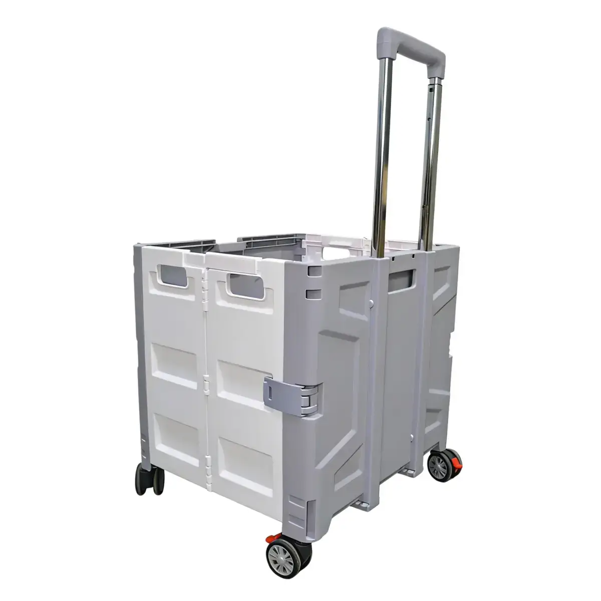 Bac pliant 48 L avec roulettes et poignée télescopique – chariot caisse mobile - Gris / Blanc - Porte-blocs et Porte-documents-2